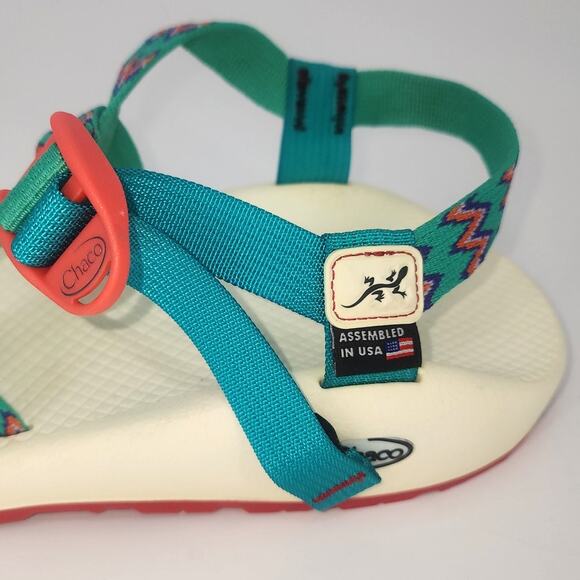 Chaco Z/1 Classic Sport Sandals Teal Zigzag Strap Men’s 13 NWOT - Picture 8 of 10